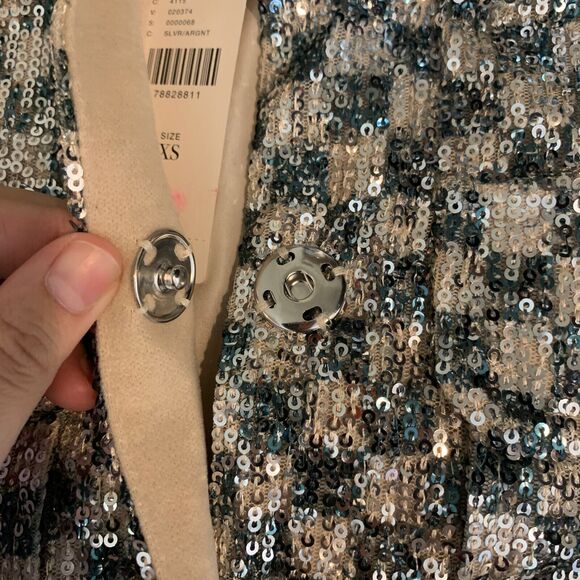 Steve Madden Jacket Womens XS Extra Large Andee Checkered Sequined Shacket - Picture 8 of 16